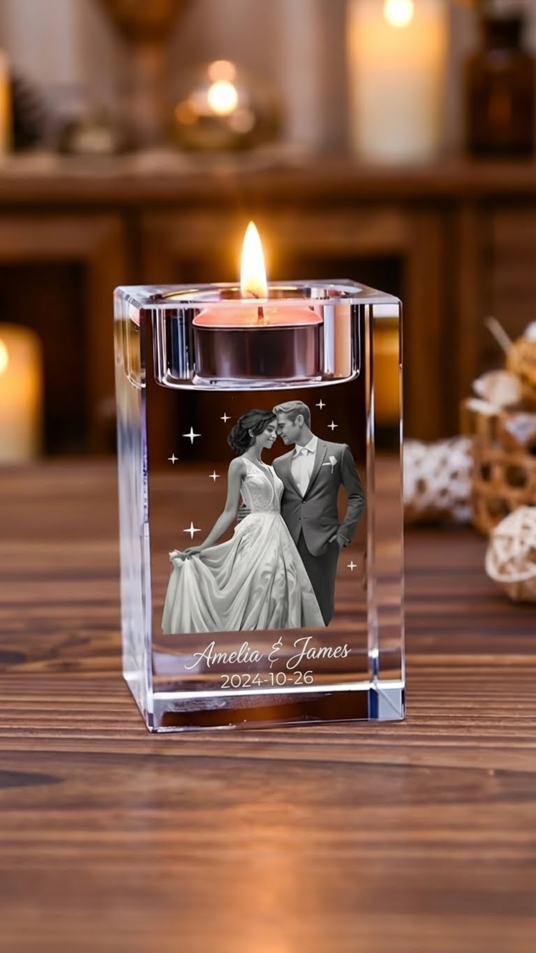 Candélabre en Cristal Personnalisé - Un cadeau mémorable pour vos proches!