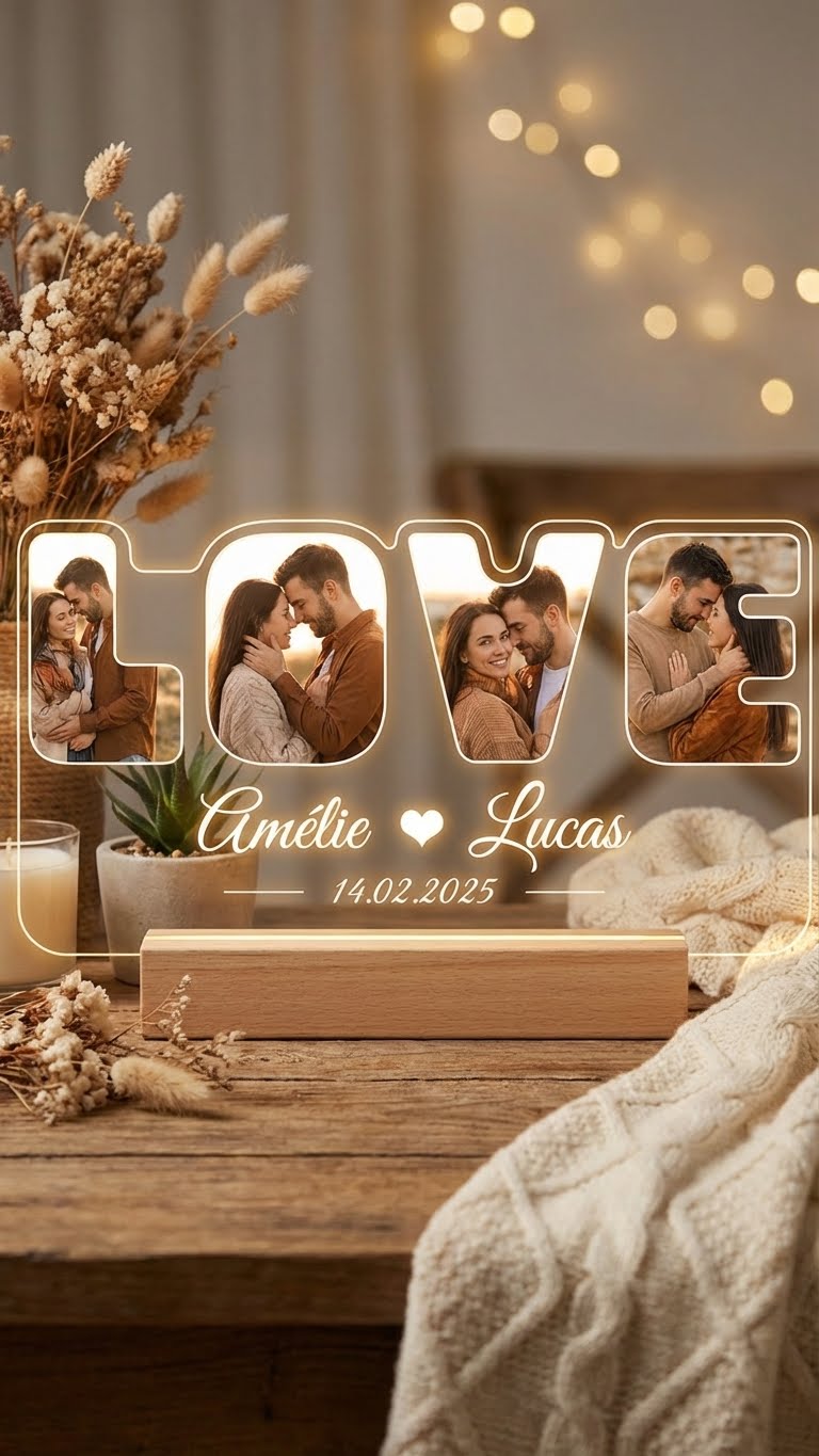 Le Cadre 'LOVE' Lumineux : Gravez l'Éclat de Votre Histoire d'Amour