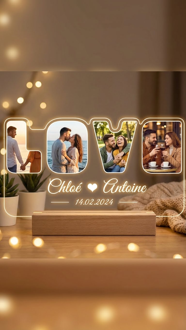 Le Cadre 'LOVE' Lumineux : Gravez l'Éclat de Votre Histoire d'Amour