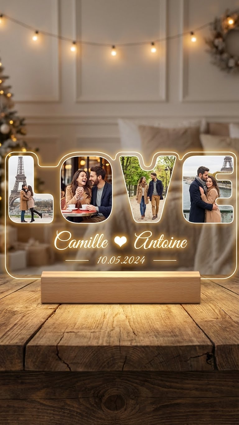 Le Cadre 'LOVE' Lumineux : Gravez l'Éclat de Votre Histoire d'Amour