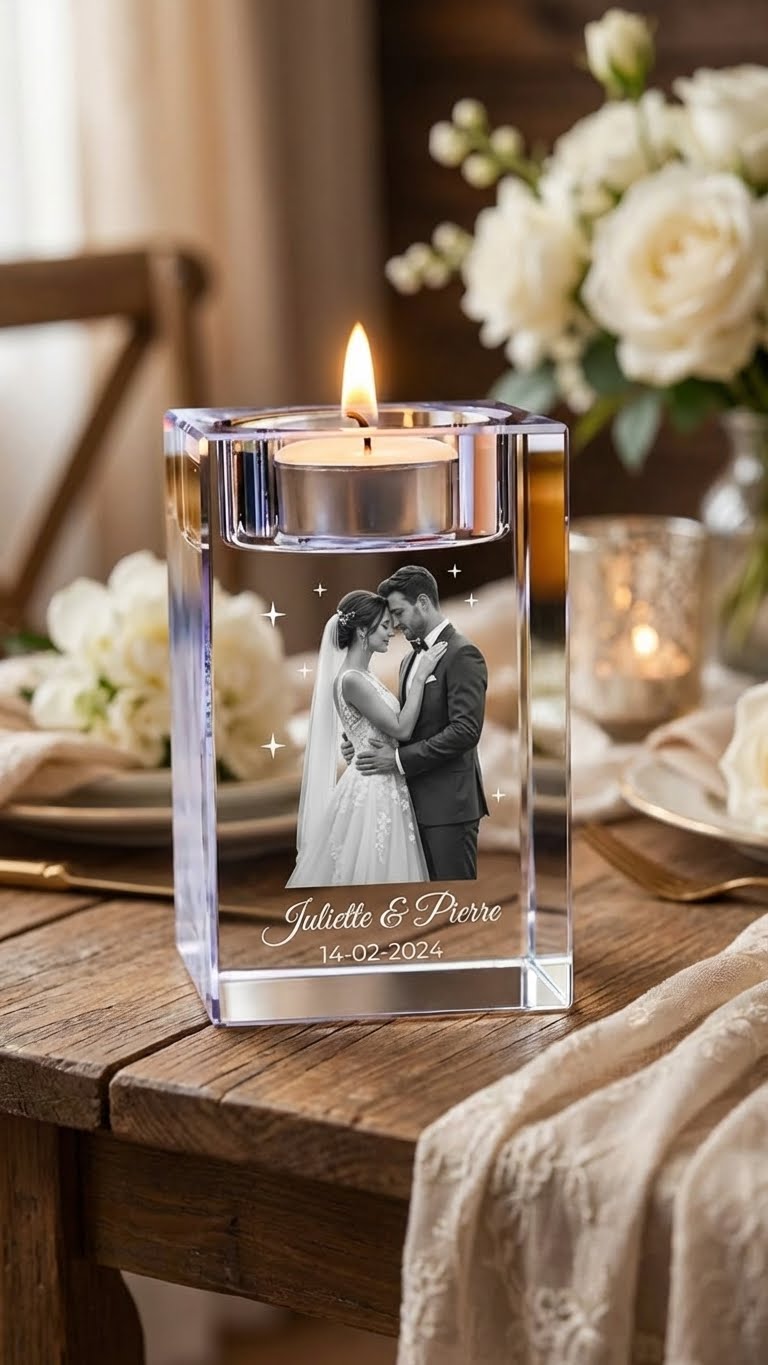 Candélabre en Cristal Personnalisé - Un cadeau mémorable pour vos proches!