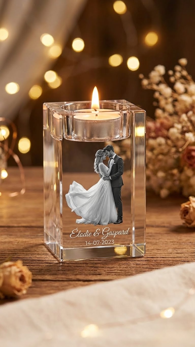 Candélabre en Cristal Personnalisé - Un cadeau mémorable pour vos proches!
