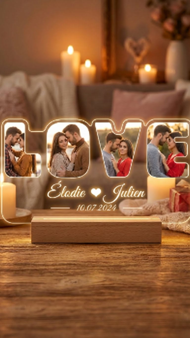 Le Cadre 'LOVE' Lumineux : Gravez l'Éclat de Votre Histoire d'Amour
