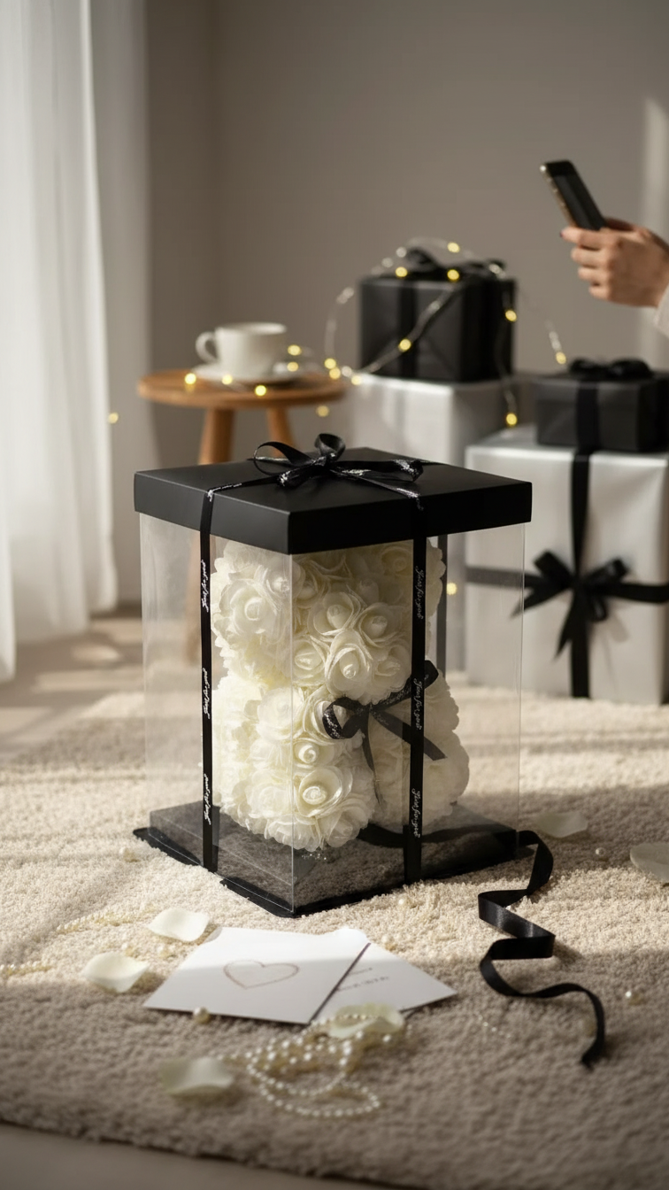 Ours en Roses : Tendresse Éternelle