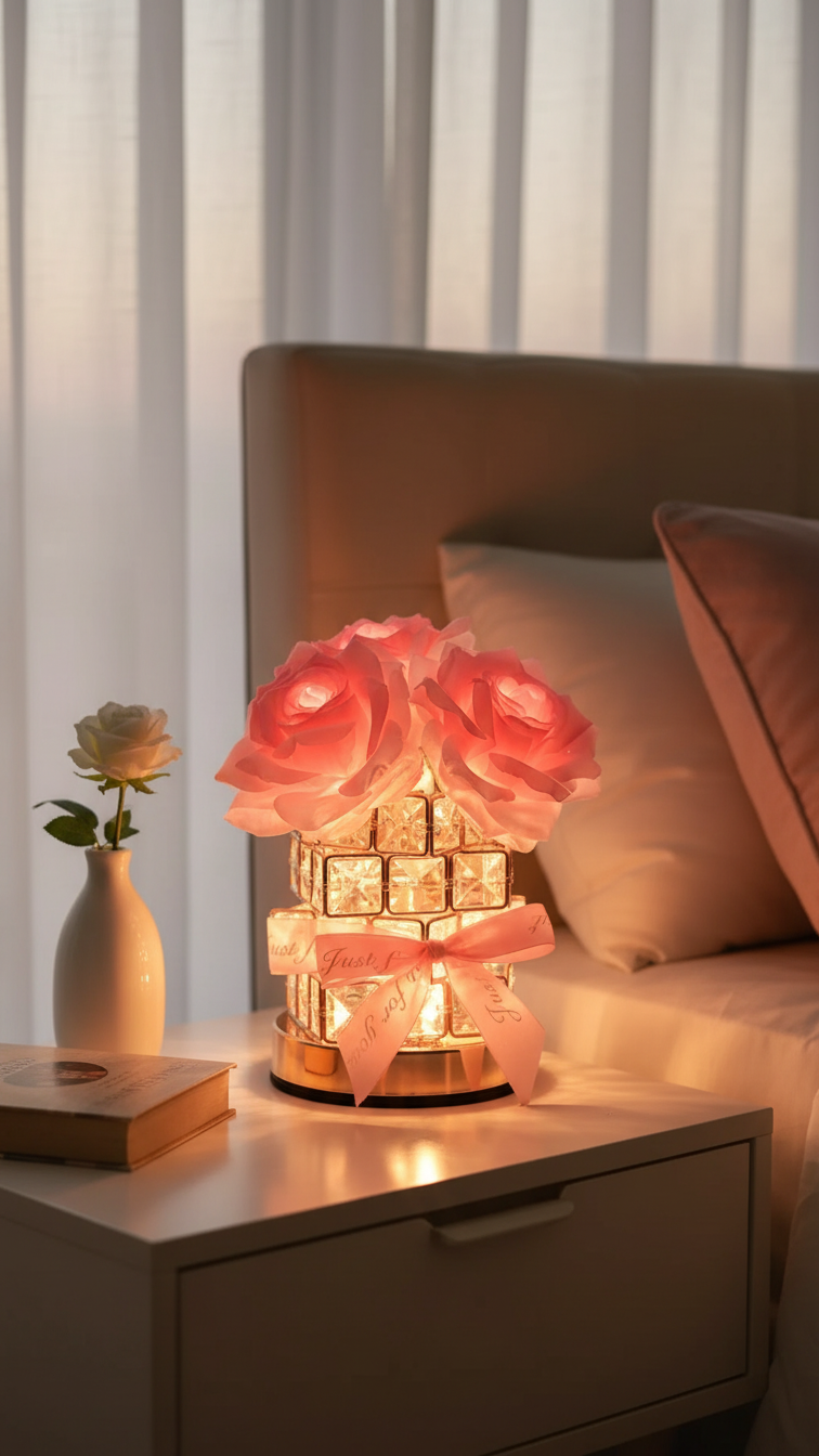 Lampe Rose Cristal: Le Murmure de Votre Amour Éternel