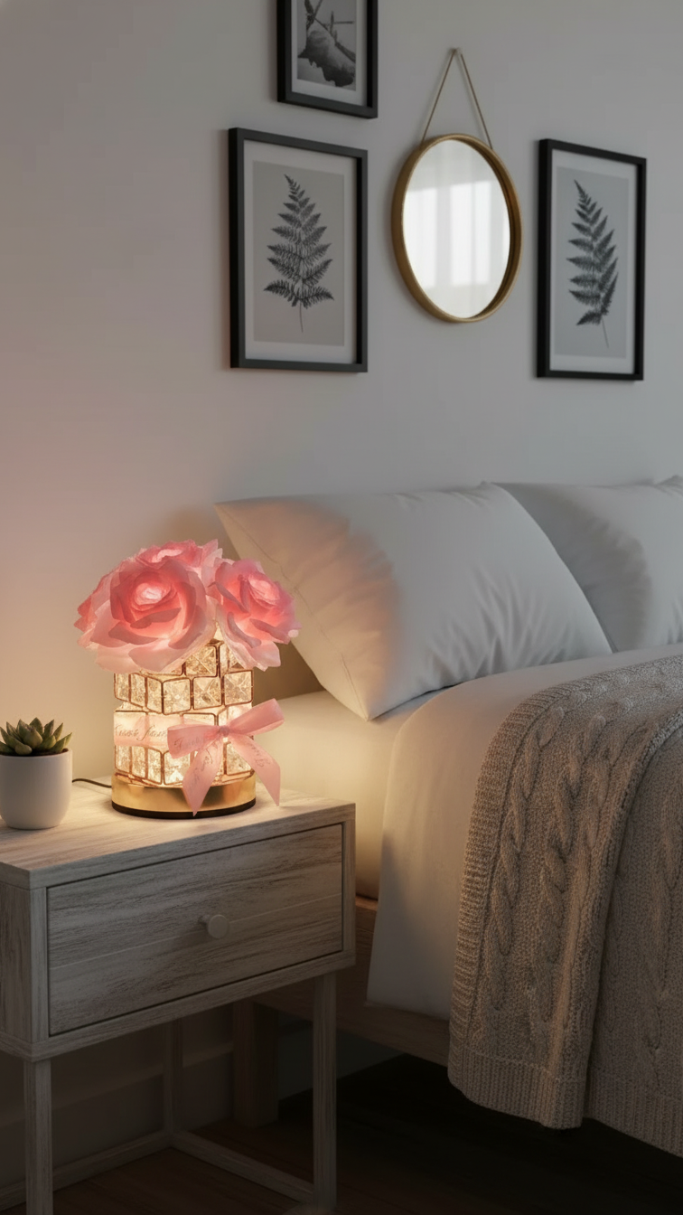 Lampe Rose Cristal: Le Murmure de Votre Amour Éternel