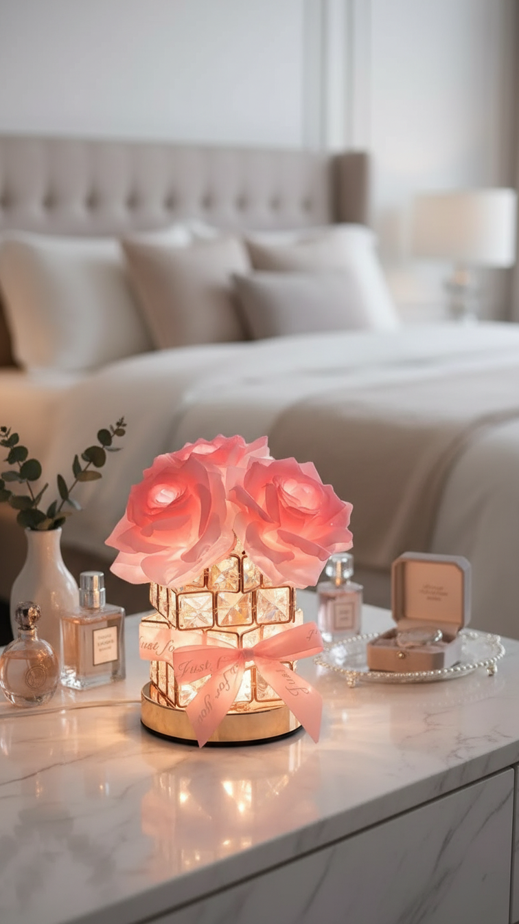 Lampe Rose Cristal: Le Murmure de Votre Amour Éternel