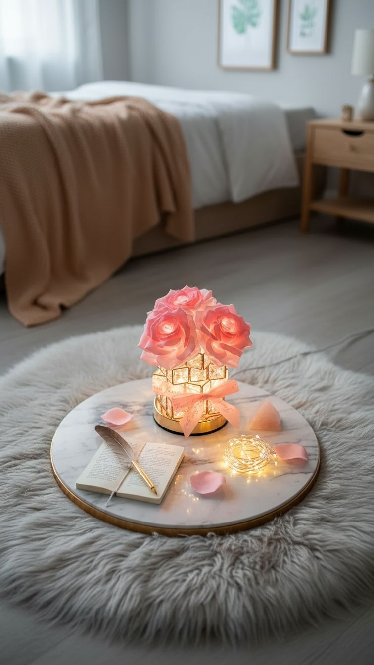 Lampe Rose Cristal: Le Murmure de Votre Amour Éternel
