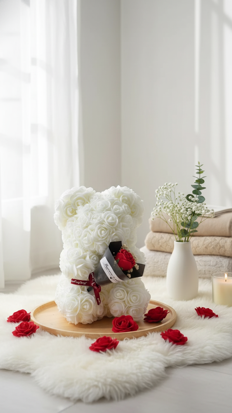 Ours en Roses Éternelles - Un geste inoubliable de tendresse