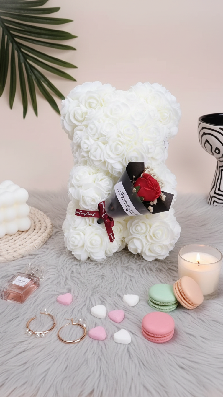 Ours en Roses Éternelles - Un geste inoubliable de tendresse